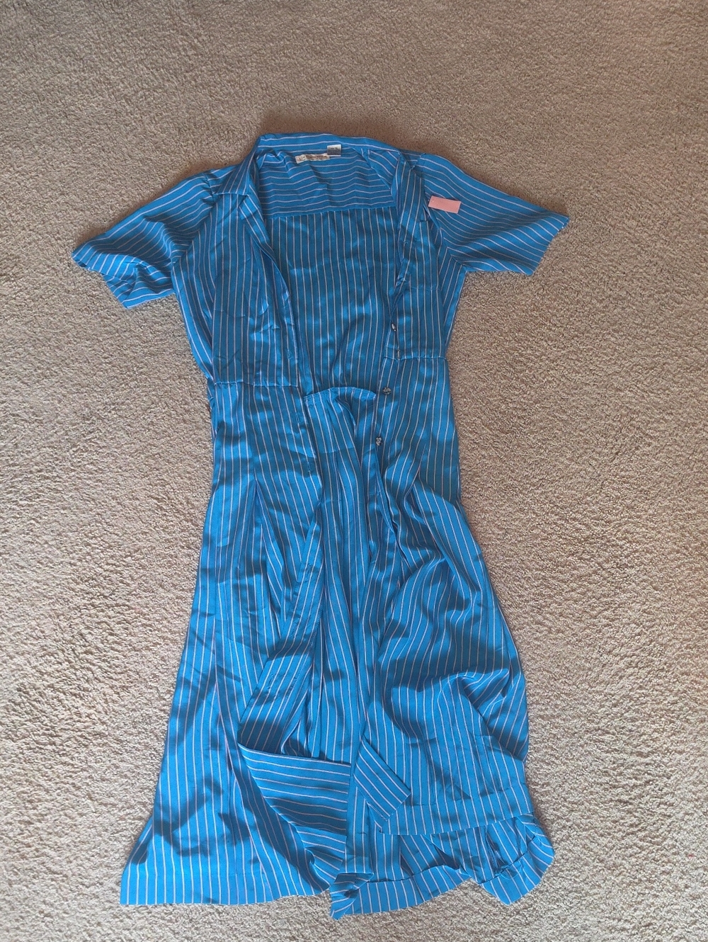 VINTAGE Liz Claiborne Blue Striped Midi Dress